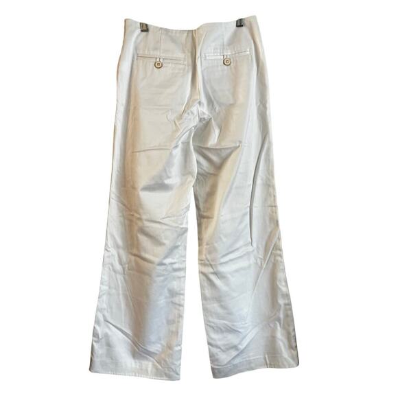 Lilly Pulitzer Wide Leg White Pants Cotton 6 30” Inseam Side Zip Back Pockets - Picture 2 of 9